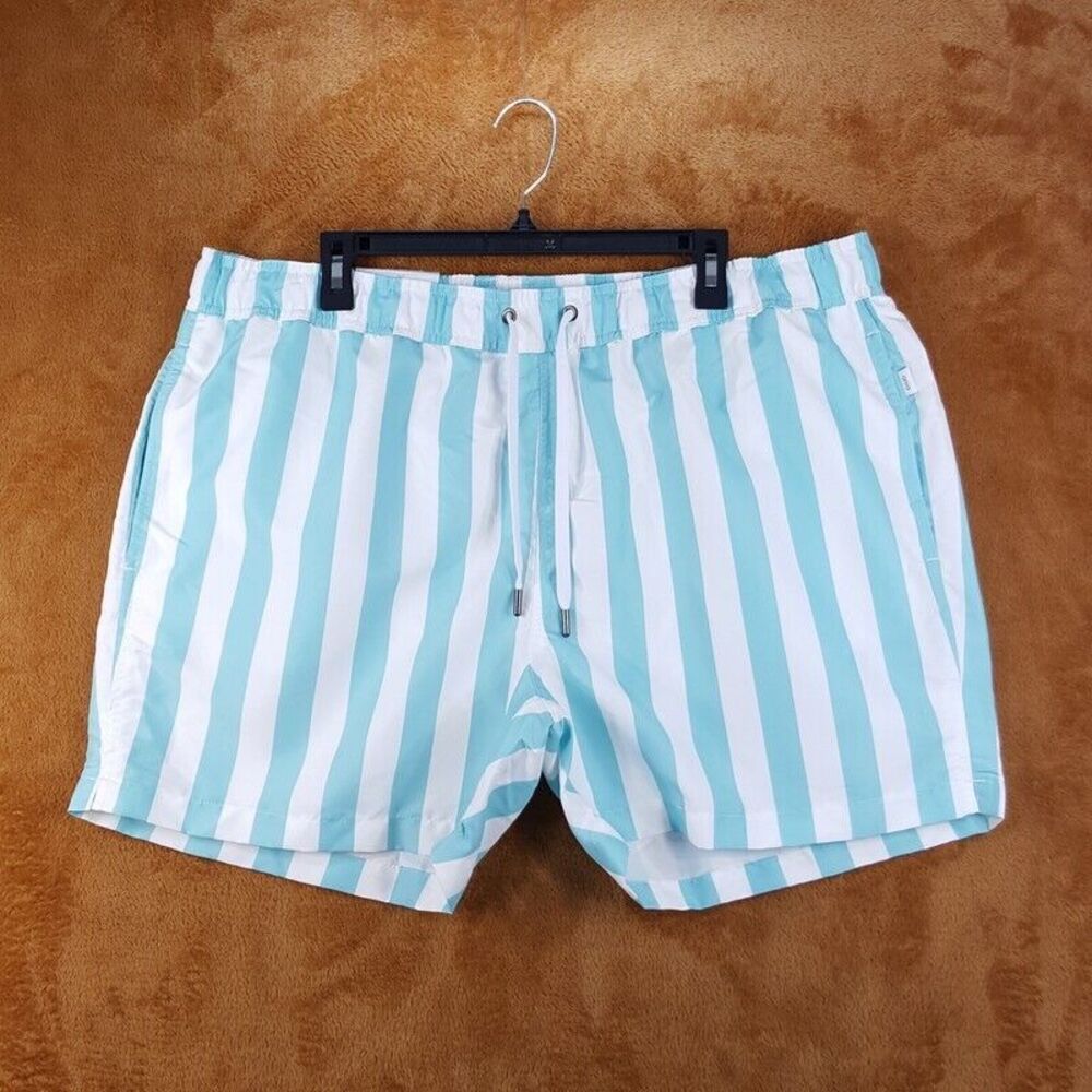 ONIA Mens Swimwear XXL Blue Stripe Swim Trunks CHARLES 5" $145